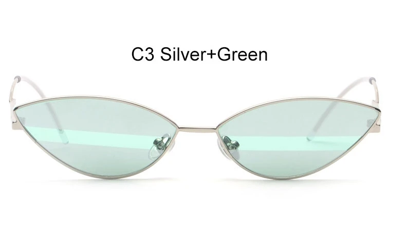 C3 Silver Green Фирменные женские солнцезащитные очки небольшой овальный металлический зеркальные солнцезащитные очки солнцезащитные очки "кошачий глаз" Для женщин очки пикантные очки модные мужские солнцезащитные очки UV400 - Цвет линз: C3 Silver Green