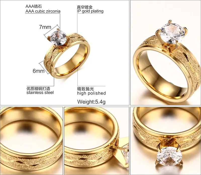 Модные Обручение кольцо для Для женщин скучный польский Нержавеющая сталь