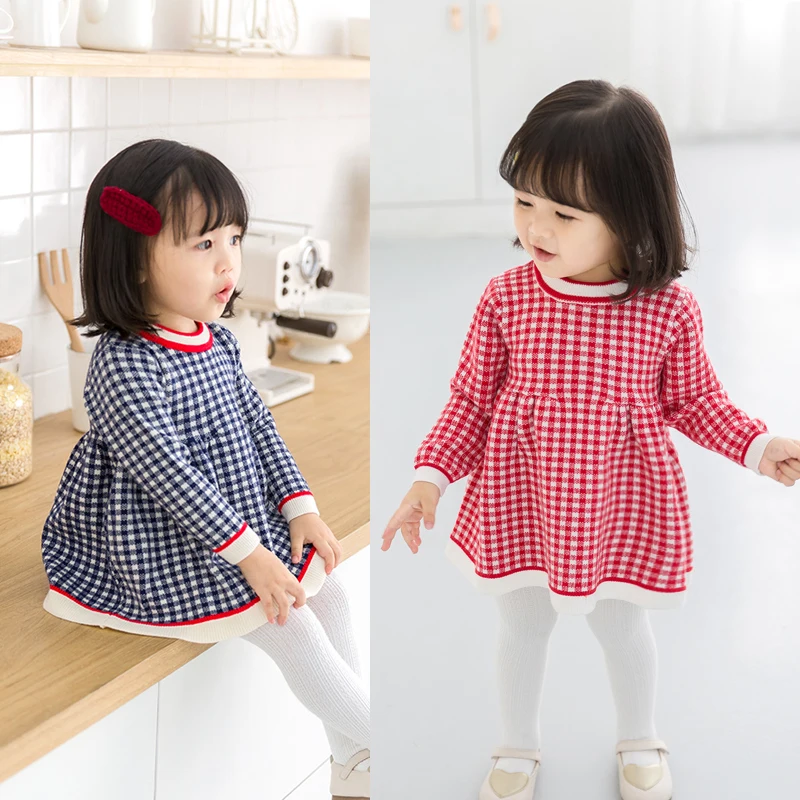 Платье для маленьких девочек свитер Одежда младенцев малышей детей осенне