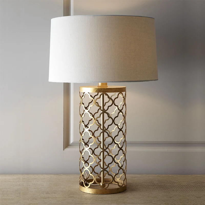 Gold Plum Grid Table Lamp American Model Room Iron Hollow For Living Decoration Bedside Large Small Light | Освещение