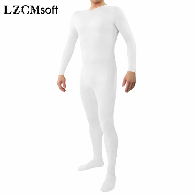 White LZCMsoft цельный костюм из лайкры с вырезом лодочкой для мужчин без капюшона, облегающий костюм из спандекса, облегающий костюм для косплея - Цвет: White