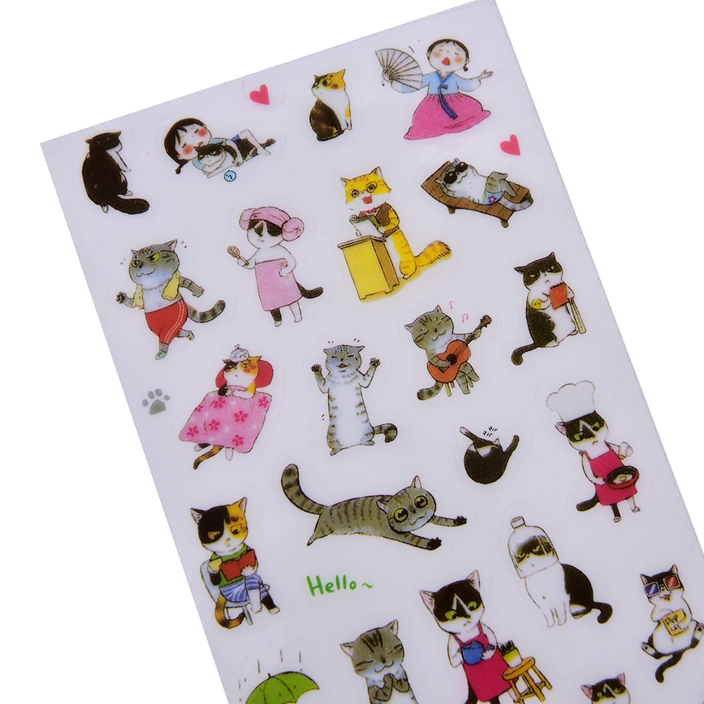 6 цветов креативные прозрачные ПВХ наклейки милая черно-белая кошка фотоальбом