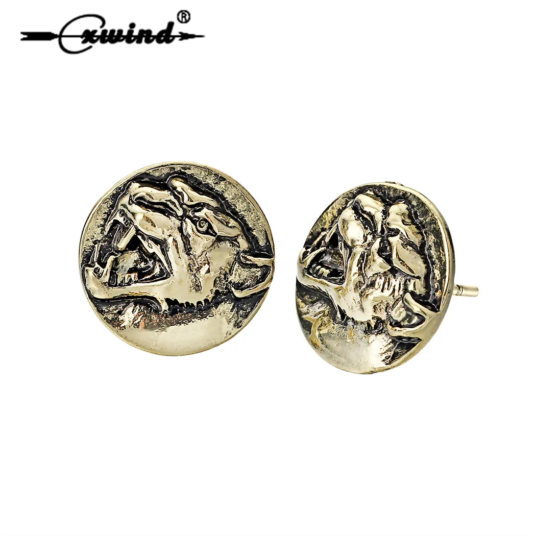 Женские и мужские сережки гвоздики Cxwind в стиле ретро с объемным волком Модные