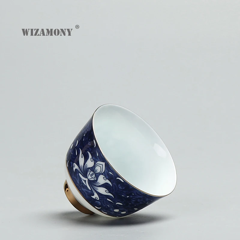 WIZAMONY Bue и белая китайская фарфоровая чаша Цзиндэчжэнь чайная чашка чайный набор