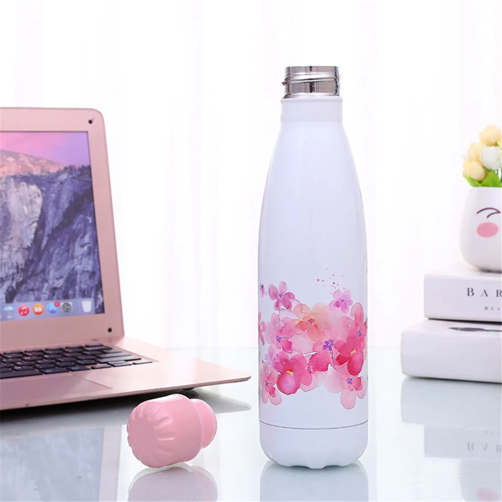 Цветочный бутылка для воды BPA бесплатно из нержавеющей стали пивной чай кофе