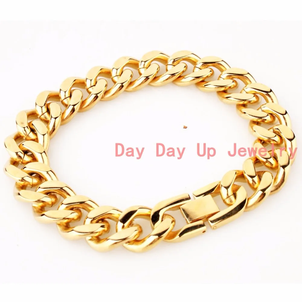 Мужской и женский браслет из нержавеющей стали золотистого цвета с ремешком 7 &quot