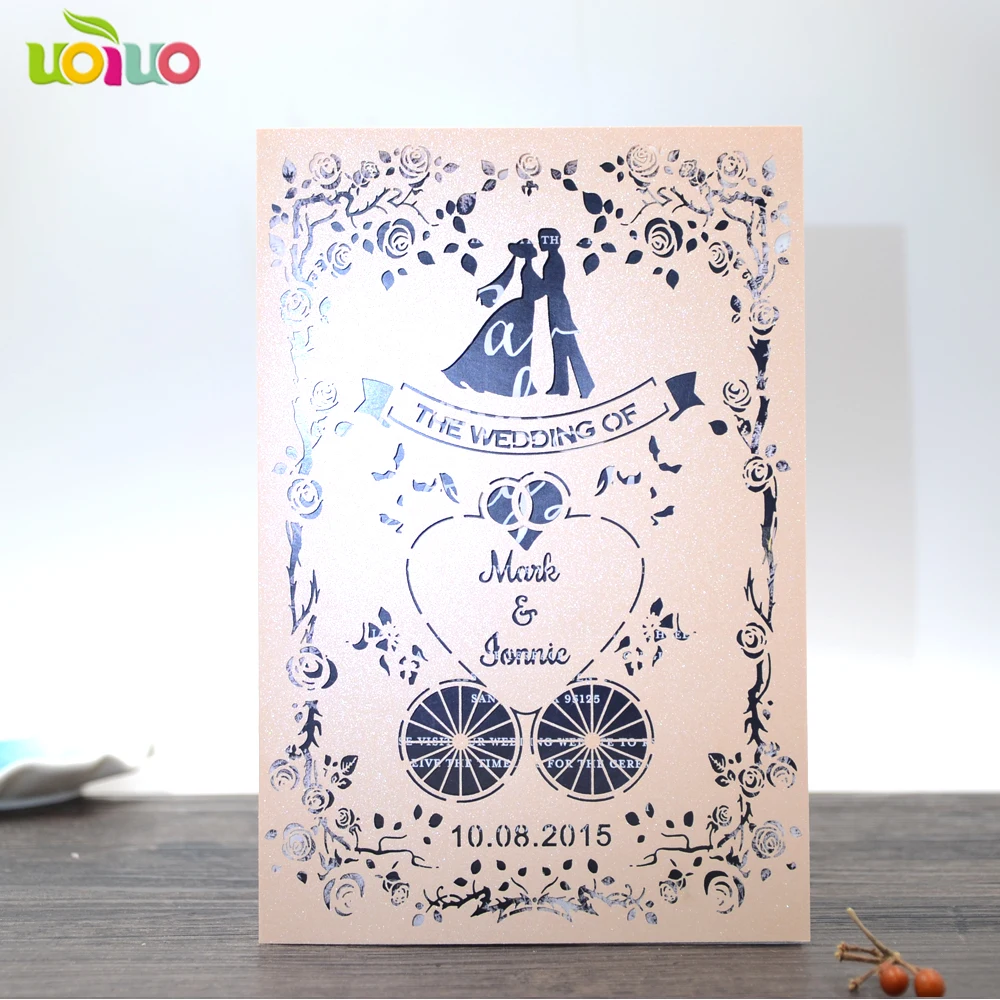 

Happy wedding invitation cards laser cut couple lace invitations hot sell chinese cards made in guangzhou