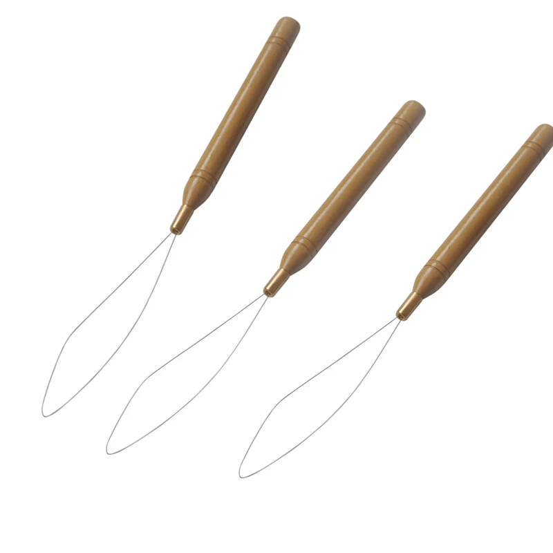 Утридер с деревянной ручкой инструмент для наращивания волос на микро кольцах