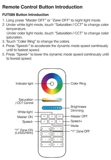 Mi. Light 2,4 г 8 зоны 16 миллионов цветов RGB CCT светодиодный Беспроводной пульт дистанционного управления FUT089 для Milight LS2, светодиодный полосы, светодиодный контроллер лампы