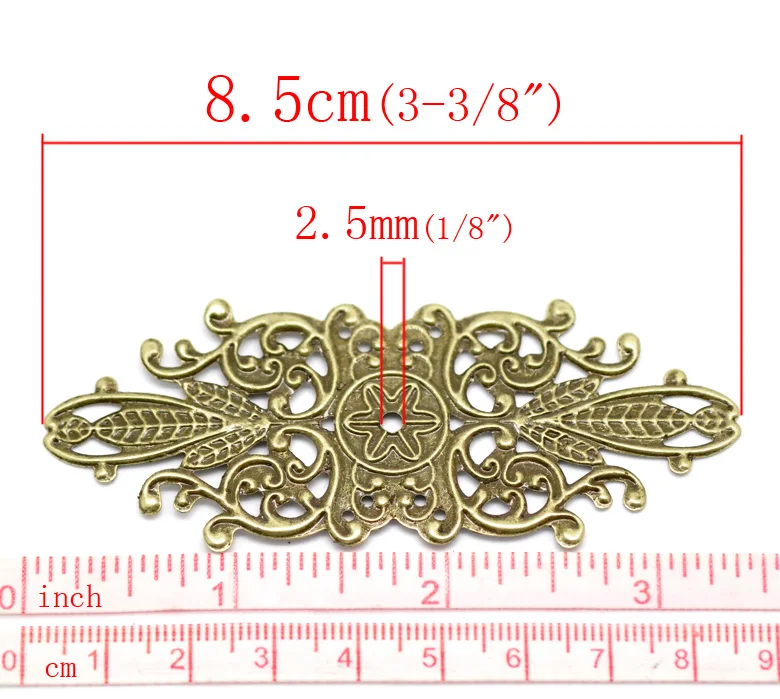 Бесплатная shipping-30PCs с бронзовой филигранью под старину Цветочные обертывания