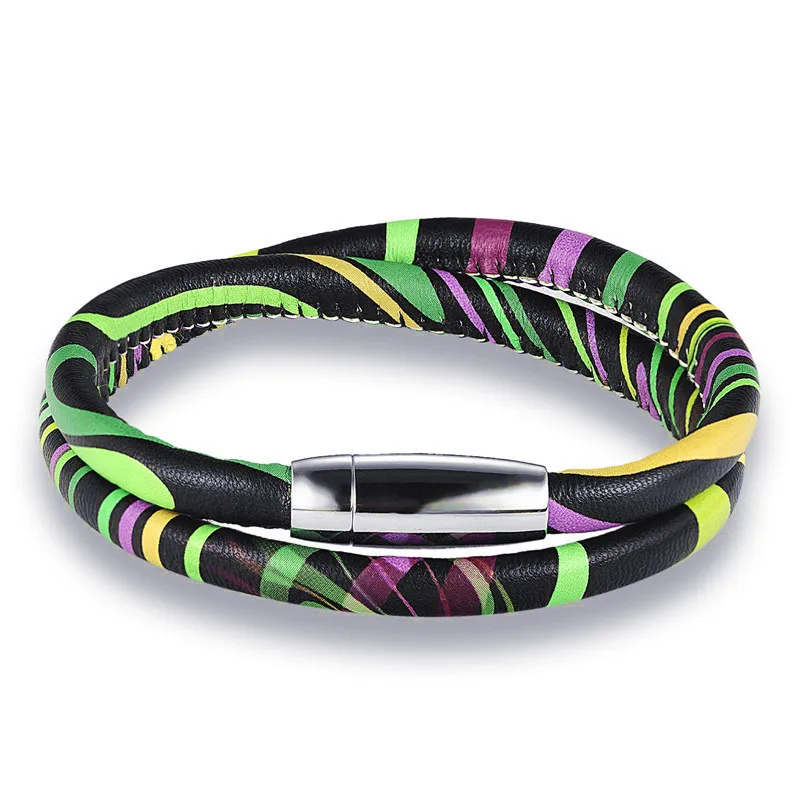 MKENDN новый модный Радужный кожаный браслет для отдыха ретро многослойный