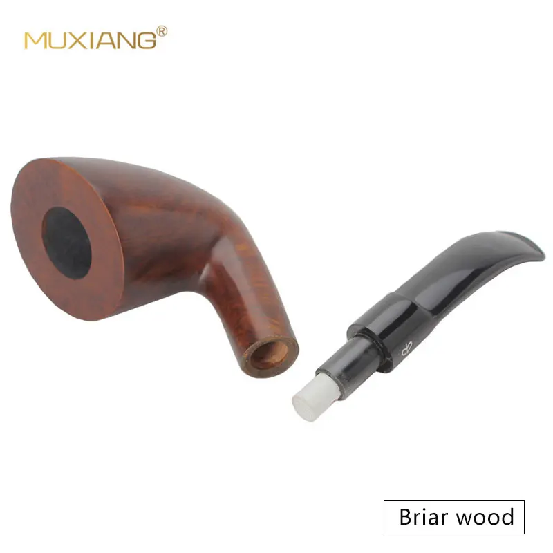 

RU-MUXAING handmade Saddle Bent Style Briar Wood Tobacco Pipe with 9mm Gift Beginner Smoker aa0041S