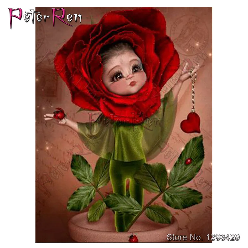 Ремесла алмазная живопись цветок сердце девушка Кристалл Алмазная вышивка