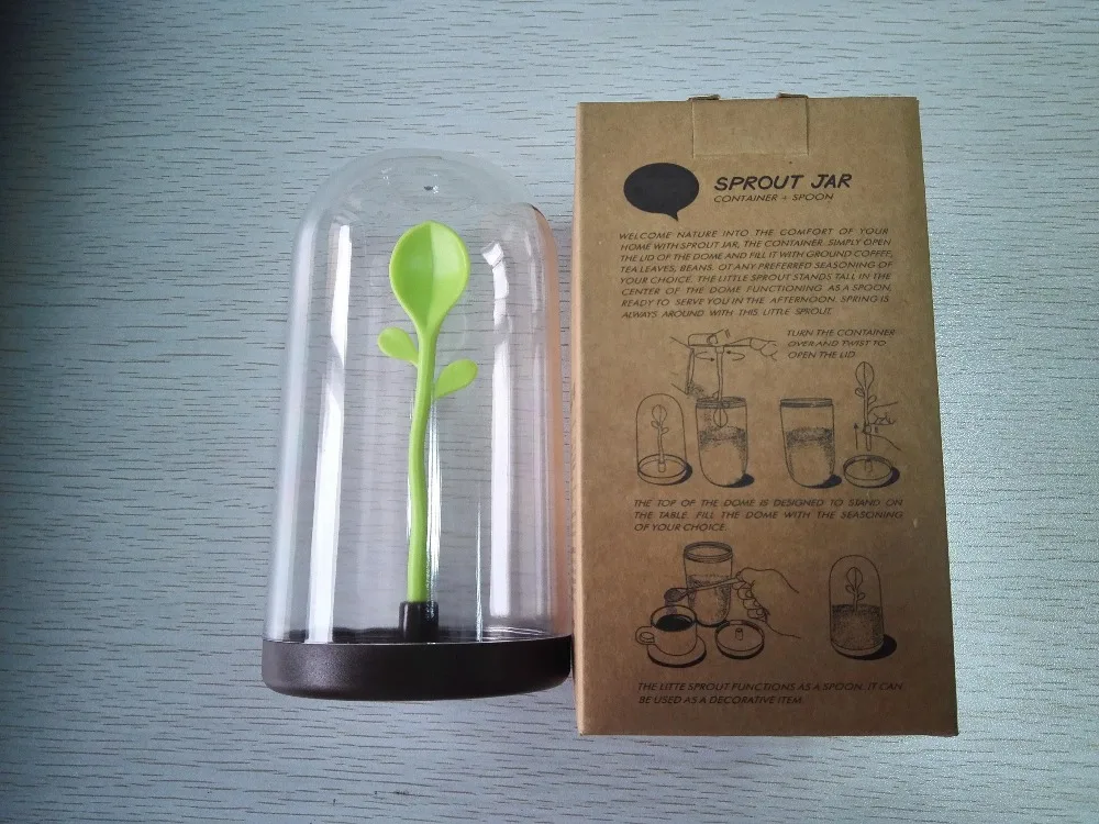 Контейнер для хранения кофейного чая с ложкой и прозрачным куполом | Дом сад