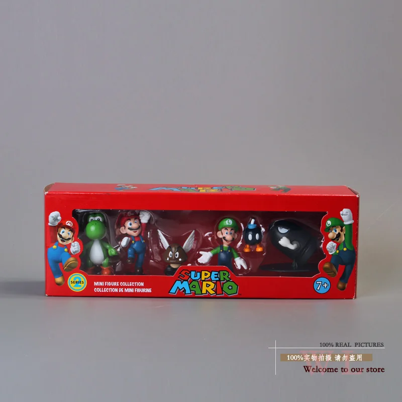 Super Mario Bros персик Дейзи жаба Марио и Луиджи Варио Луиджи Купа Донки Конг ПВХ фигурка игрушки куклы 6 шт./компл. 5 видов