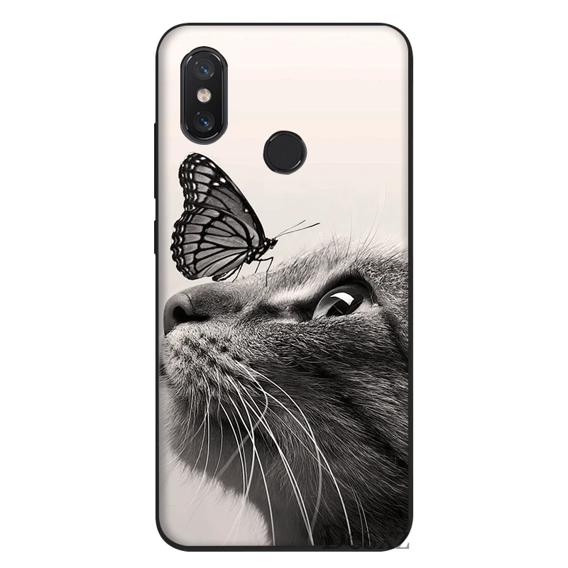 Mobile Phone Case For Xiaomi MiMAX3 6 8 9 10 SE A1 2 3 9T CC9 E Pro LiteSilicone Cover Butterfly Stand On The Cat Nose Bag Shell | Мобильные
