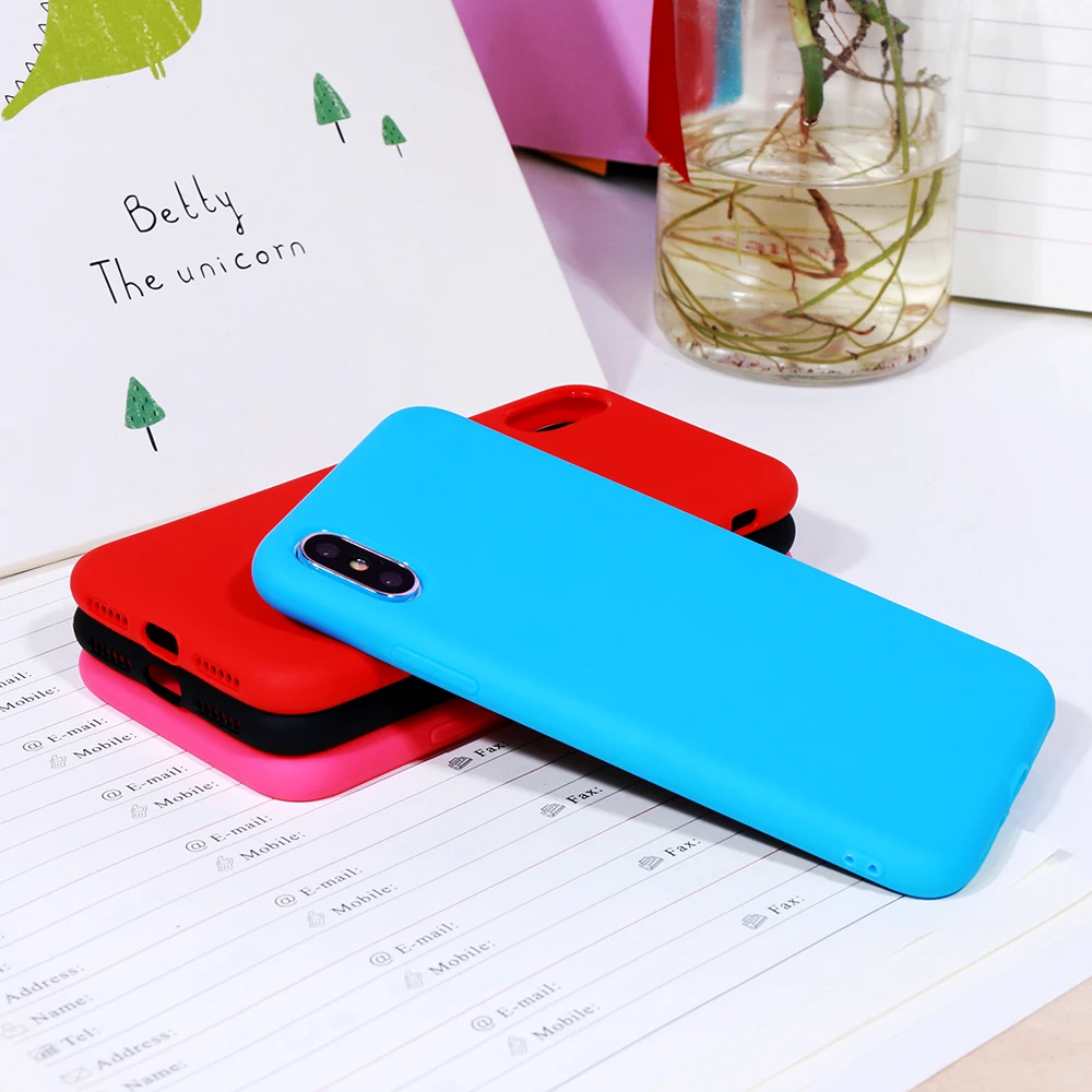 Модный силиконовый чехол ярких цветов Чехол для iPhone 6 6s 7 8 Plus мягкий матовый из ТПУ