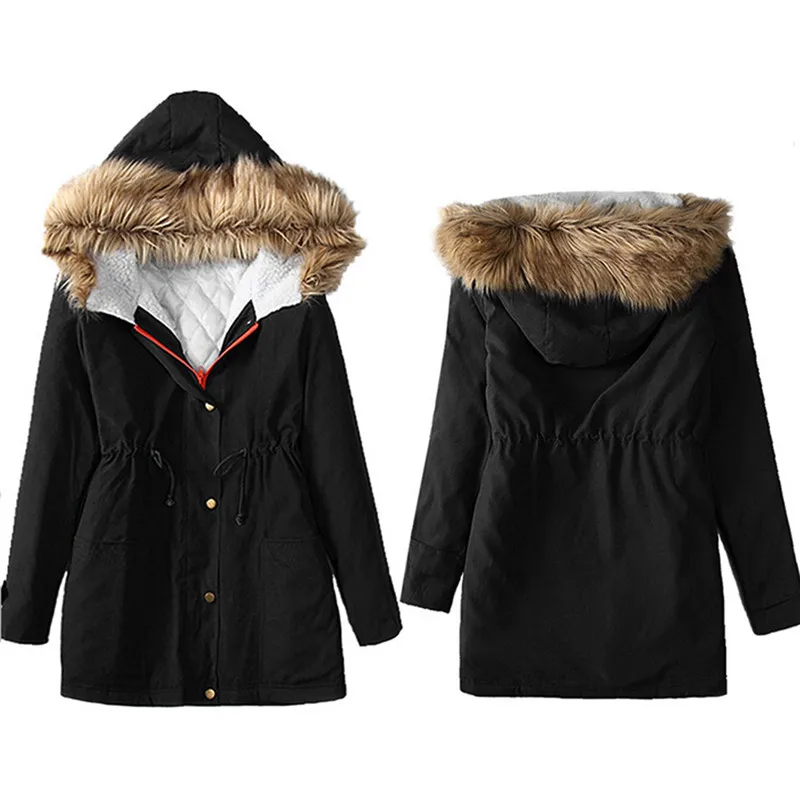 #3055 женские длинные волосы в хлопковая куртка с капюшоном зимняя парка пальто