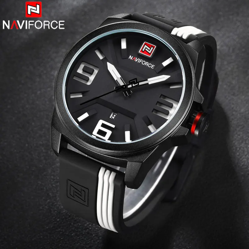 NAVIFORCE Брендовые мужские спортивные часы водонепроницаемые аналоговые кварцевые