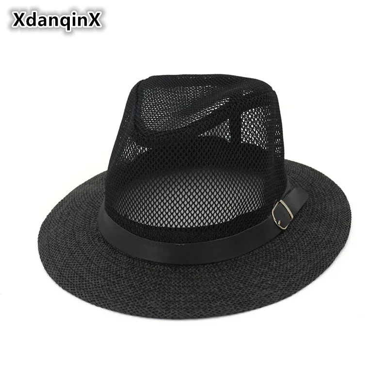 XdanqinX унисекс полый дышащий тент соломенные шляпы с прямыми краями сетка