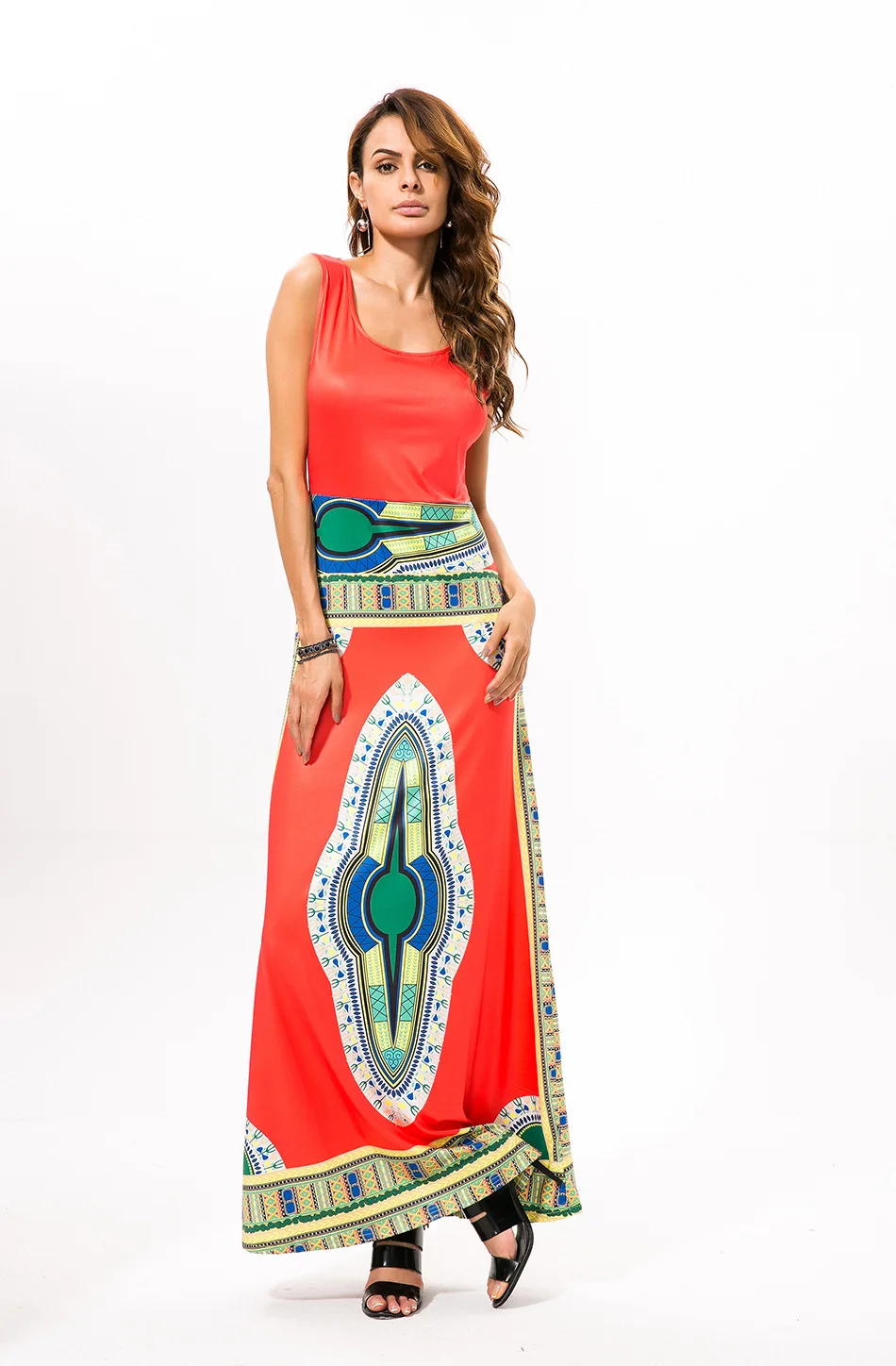 Модные длинные летние платья 2017 Для женщин Фараона печати Классический