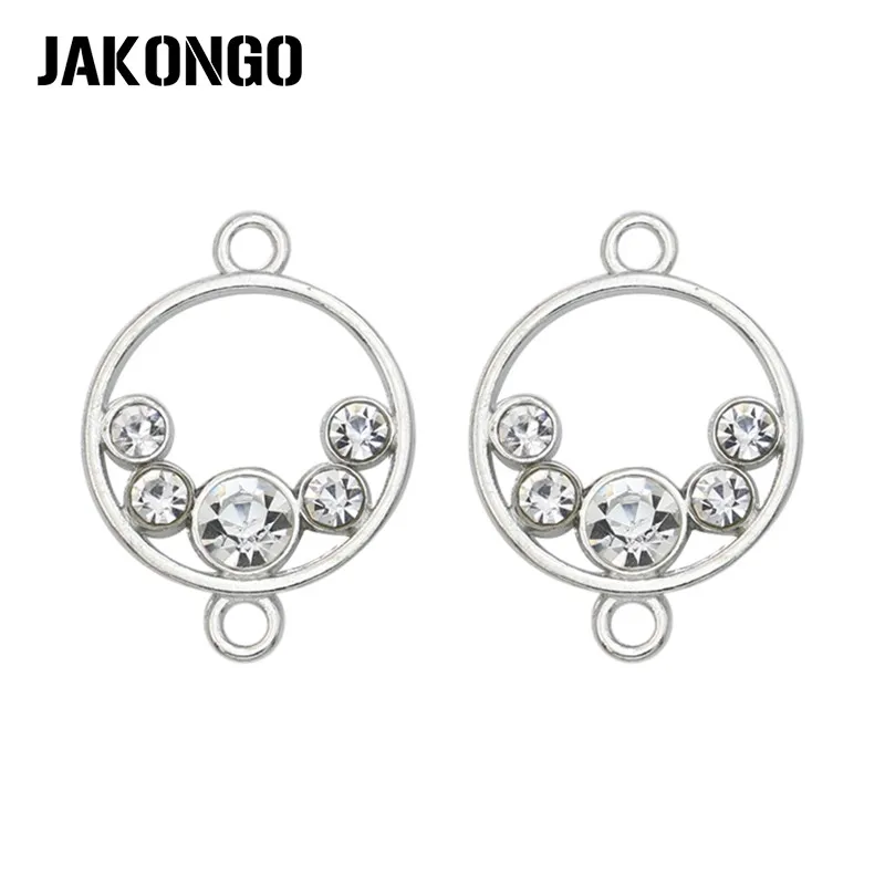 Круглые соединители JAKONGO с кристаллами серебристого цвета для изготовления