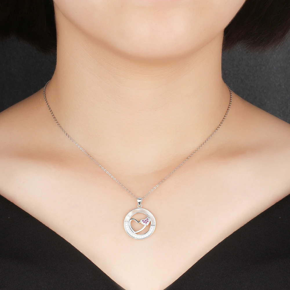 Романтический 925 пробы серебряная подвеска сердце Цепочки и ожерелья с