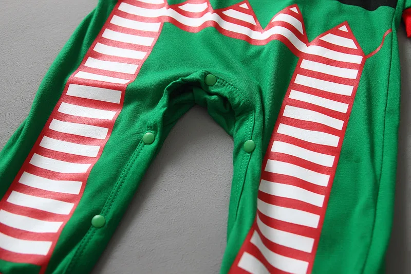 Рождество для маленьких мальчиков Комбинезоны малышек 2015 Новый год зеленый x'mas