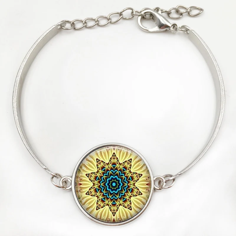 Очаровательные ожерелья из цветков мандалы и кулона купольное стекло ручной