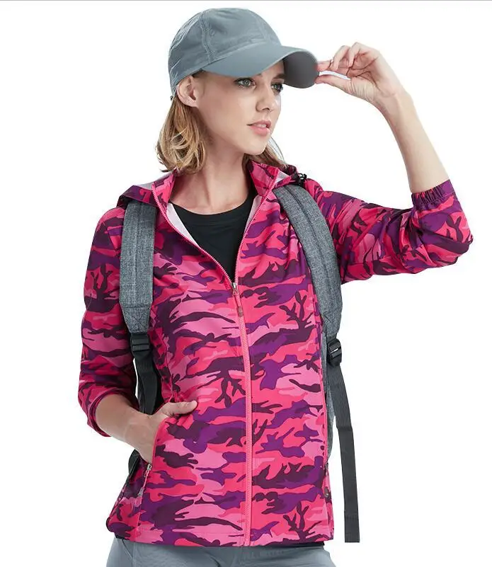 Women Rose red Модное камуфляжное пальто для мужчин wo мужские тонкие эластичные солнцезащитные водонепроницаемые летние дышащие уличные пальто тонкие повседневные куртки - Цвет: Women Rose red