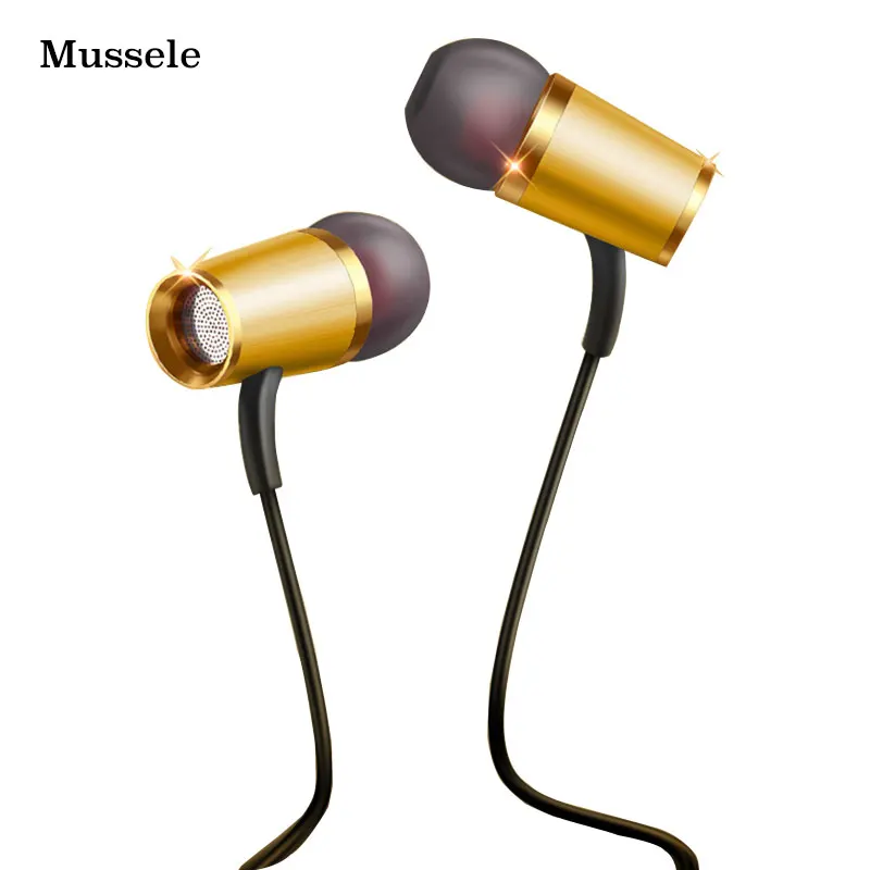 Мидии HD Hi-Fi Special Edition Позолоченные Корпус музыку гарнитура бас провода