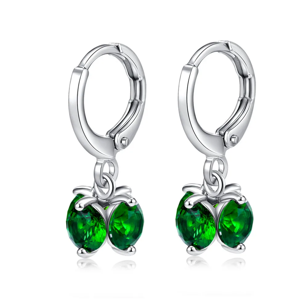 

Женские серьги с цирконом в виде фруктов вишни