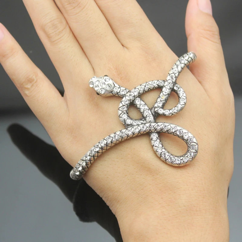 Египетский Винтажный Золотой Змеиный Кристалл ручной пальмы металлический