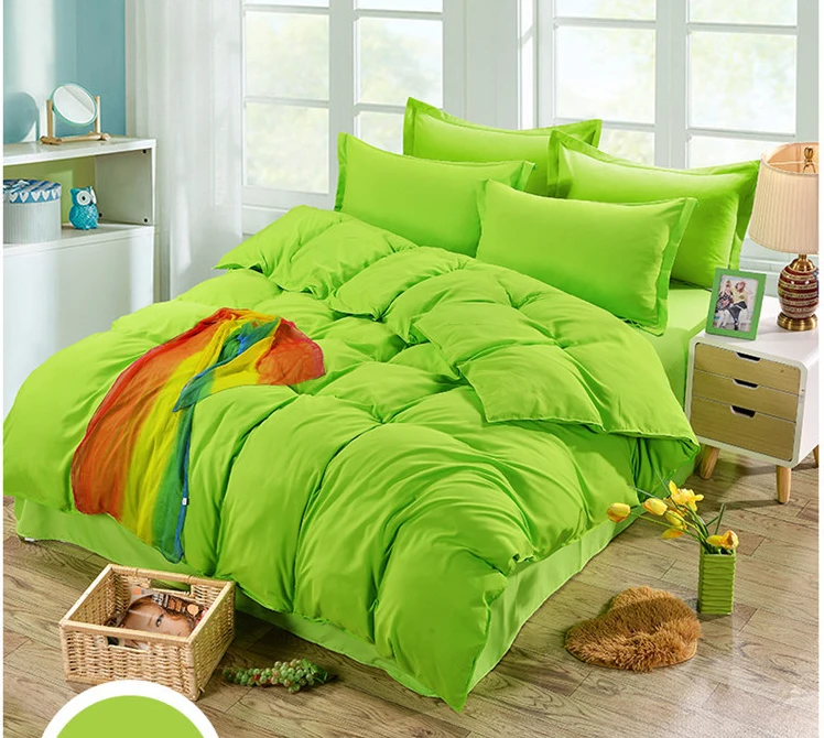Коричневый зеленый розовый фиолетовый 3/4 шт. Постельное белье Спальня постельное
