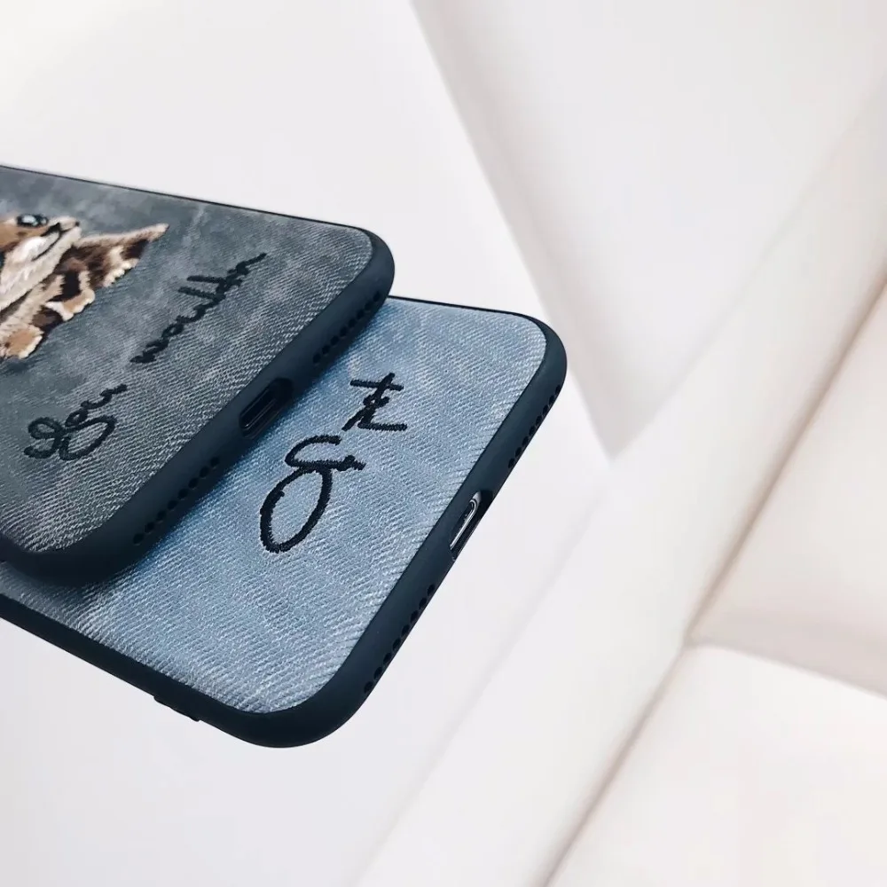 Caso для iPhone XS Max XR X 8 7 Plus 6 6S задняя крышка телефона чехол из джинсовой ткани с