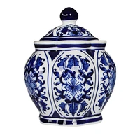 jjingdezhen ceramic storage tank blue and white porcelain pot chinese living room tv cabinet snack pot decorative arts and craft
