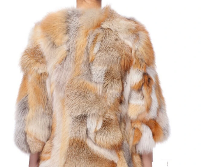 Женская длинная шуба из натурального меха трендовая 100% красного лисьего TFP727|genuine