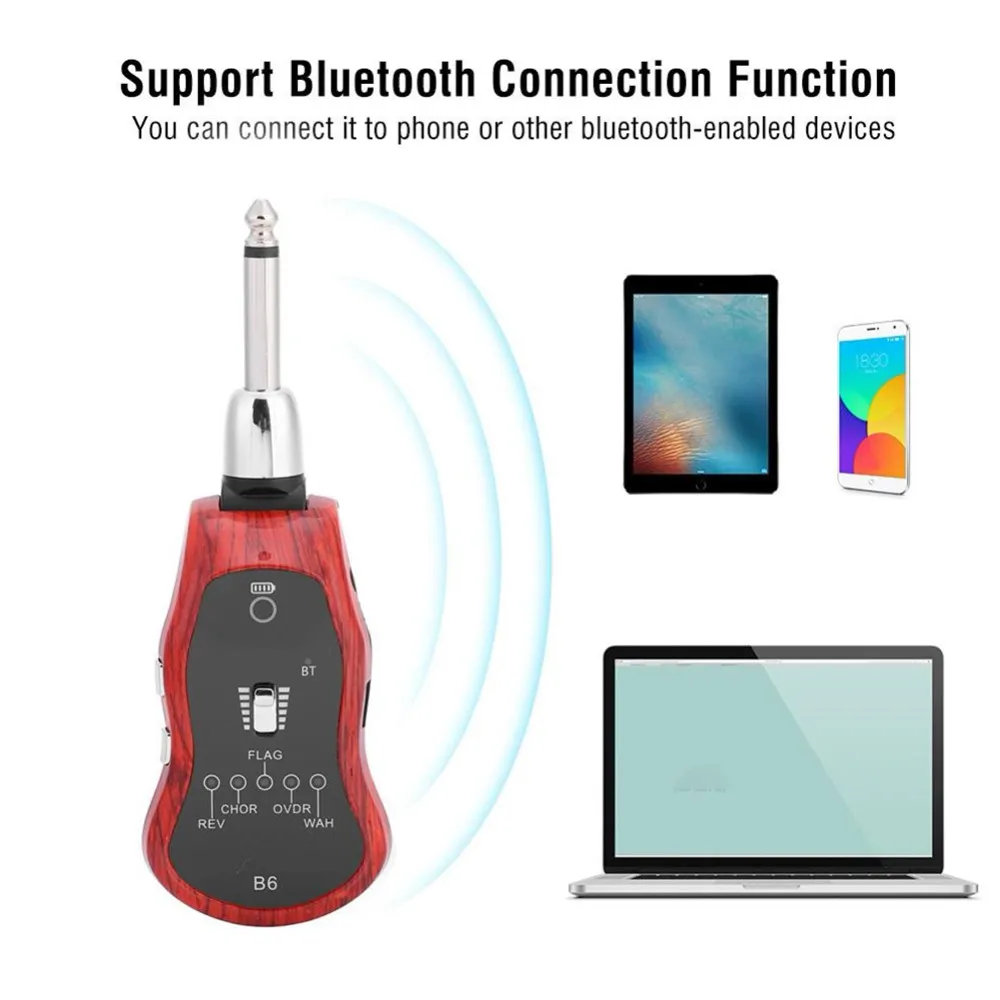 5 в 1 гитарные эффекты, bluetooth-передатчик, гитарный эффектор, электрогитара, REV-CHOR-FLAG-OVDR-WAH, переключение цикла, аксессуары
