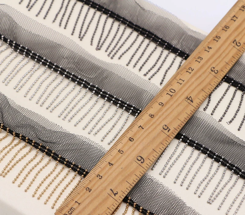 2 ярда лента из бисера Кружевная Сетка отделка кисточкой серебряные аксессуары