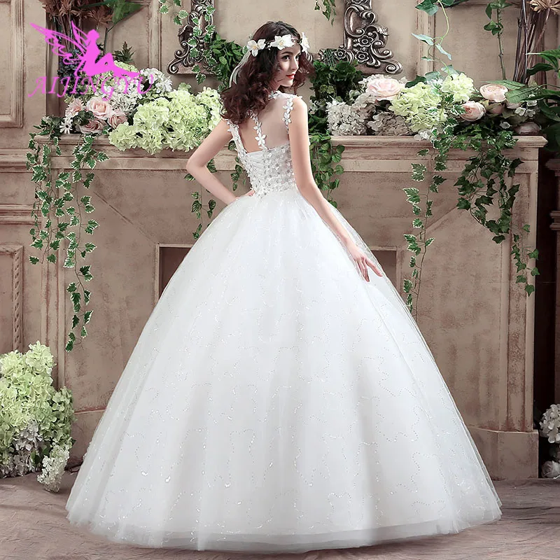 AIJINGYU Белый Дешевое бальное платье со шнуровкой сзади вечерние свадебные платья свадебное платье WK132