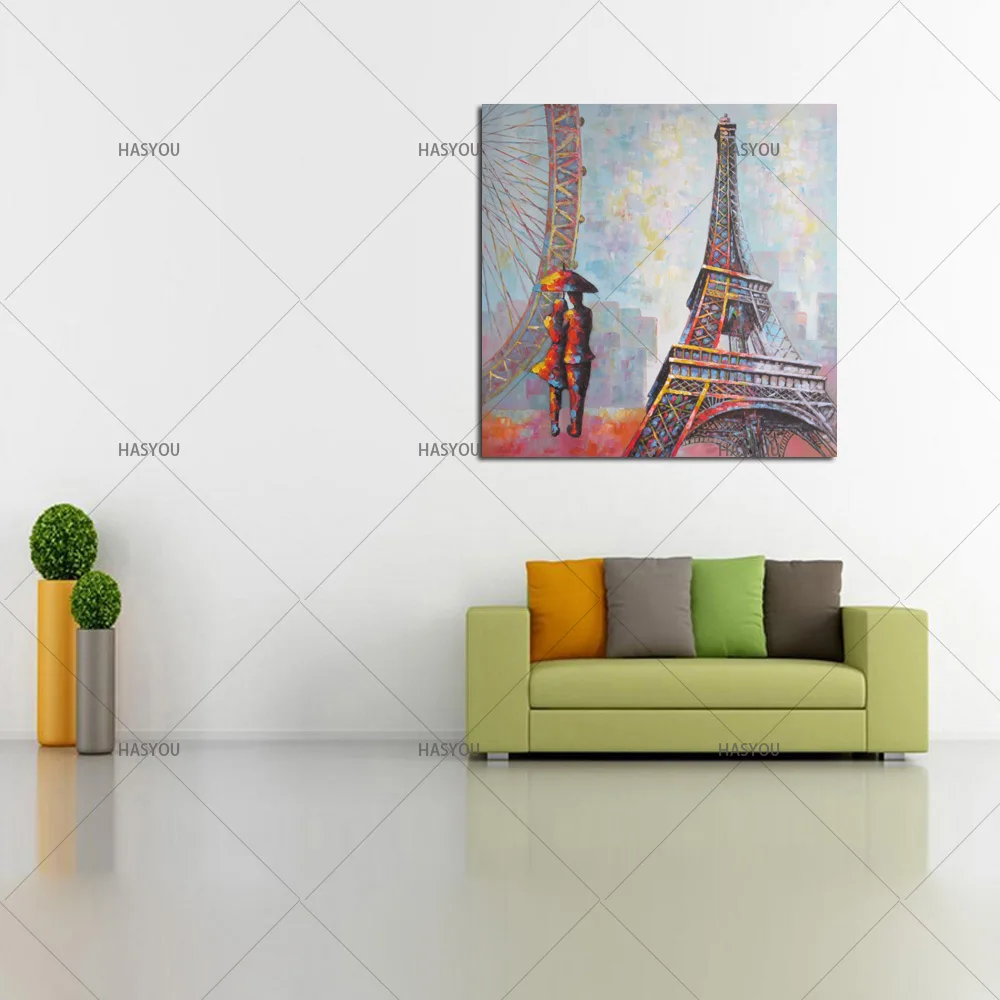 Большой город здание ручной картина маслом Ручная роспись рисунок раскраска