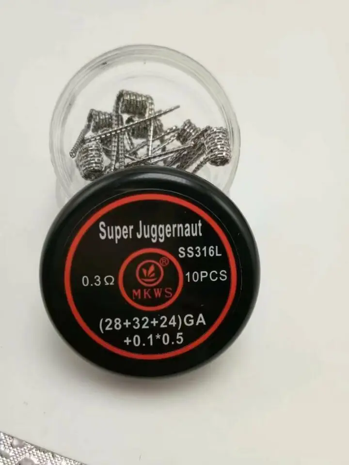Готовые катушки MKWS Juggernaut A1 SS316L 10 шт. 28GA + 32GA 0 45 Ом 3 готовые для RDA RBA RTA вейп