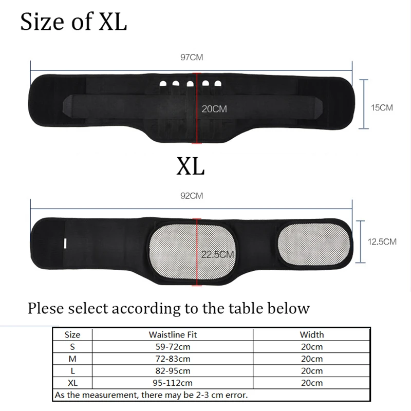 Высокая эффективность Регулируемая Поясничная Поддержка Пояса Турмалин