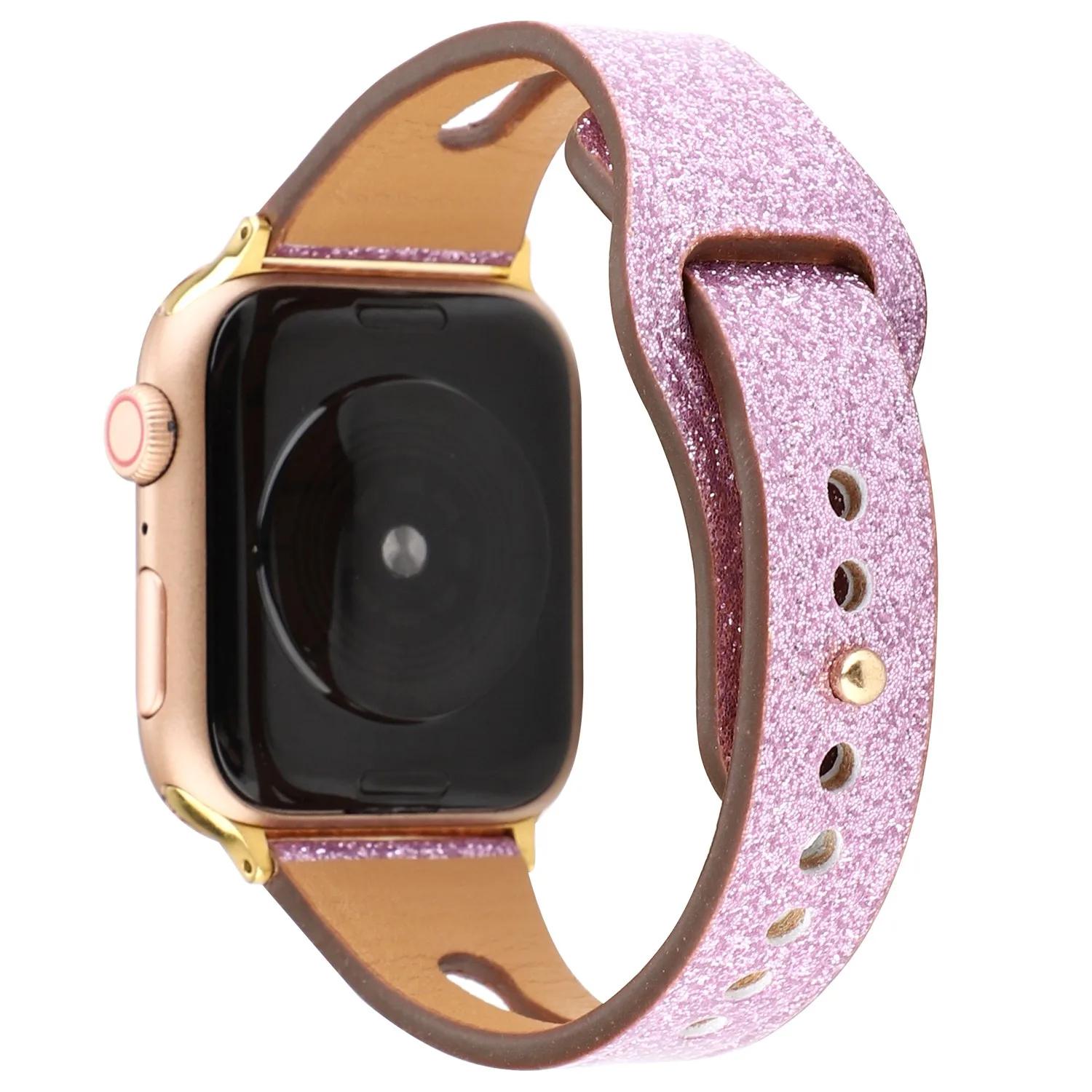 Ремешок кожаный для Apple Watch Series 1 2 3 4 блестящий Воздухопроницаемый браслет iWatch 42/44