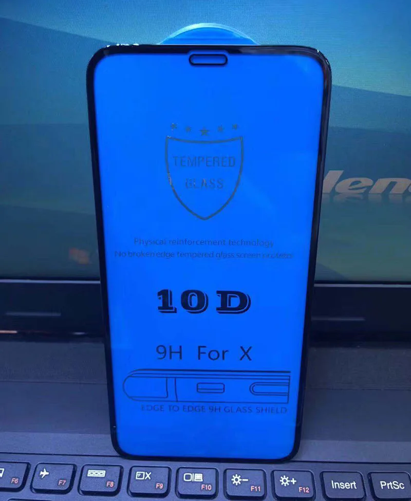 100 шт новая 9H 10D полностью клейкая пленка из закаленного стекла для iPhone 6 7 8 X XR XS Max