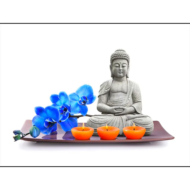 5D DIY diamond embroidery Buddha&ampcandle&amporchid painting Cross Stitch full drill Rhinestone mosaic decoration | Дом и сад