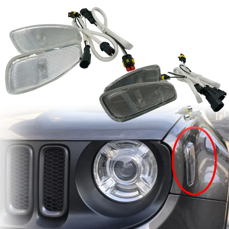 

For Jeep Renegade 2014-2017 Side Reflection Warning Turn Signal Light Lamp Front Turn Signals Side Light & Cover