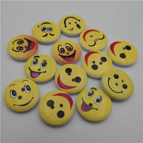 QQ Smiley face 50 шт смешанные животные 2 отверстия смолы деревянные пуговицы для скрапбукинга ремесла DIY Детские аксессуары для шитья одежды украшения - Цвет: QQ Smiley face