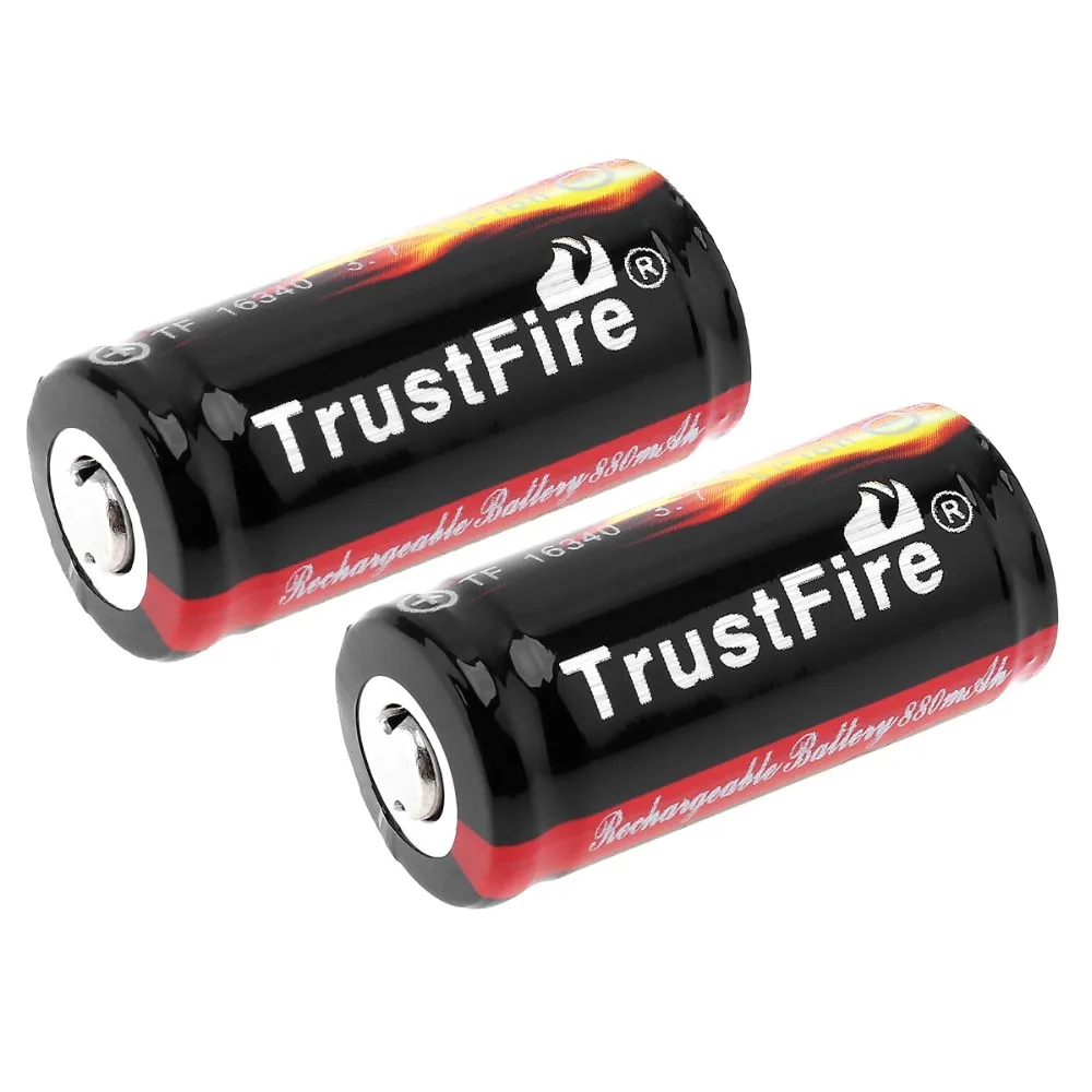 2 шт. TrustFire 3 7 V 880mAh Высокая емкость TF 16340 CR123A литий ионный аккумулятор для