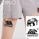 Временные татуировки OMMGO с медведем, наклейка, черный лес, слон, искусственная татуировка, шрифт, животные, звезда, тату на заказ, боди-арт, руки для женщин и мужчин